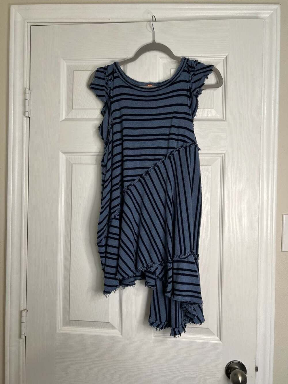 Free People Striped Asymmetrical Raw Edge Sleeveless Top Size S
